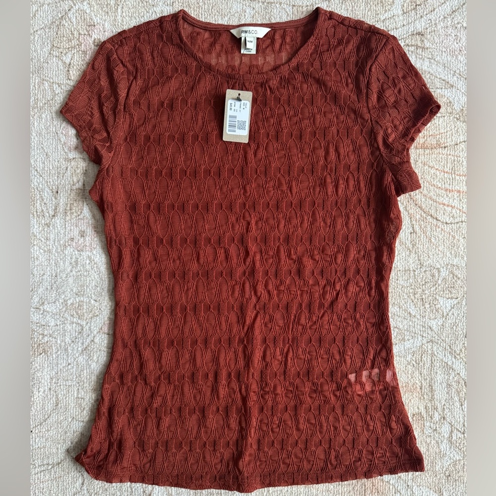 RW&CO. Rosewood Textured Semi Sheer Tee